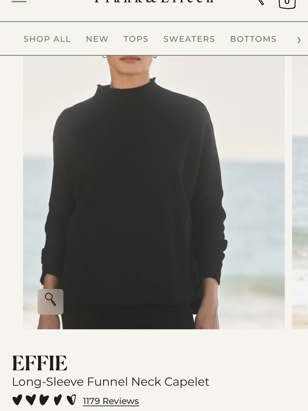 Frank & Eileen Effie Funnel-Neck Long-Sleeve Capelet — Black